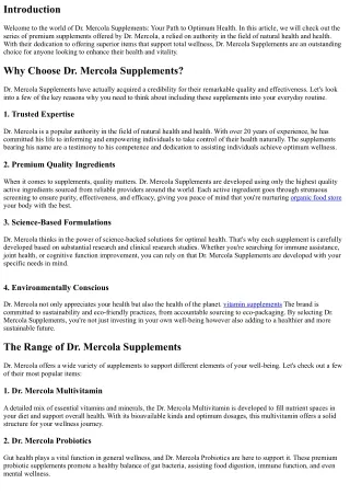 Dr. Mercola Supplements: Your Pathway to Optimal Wellness