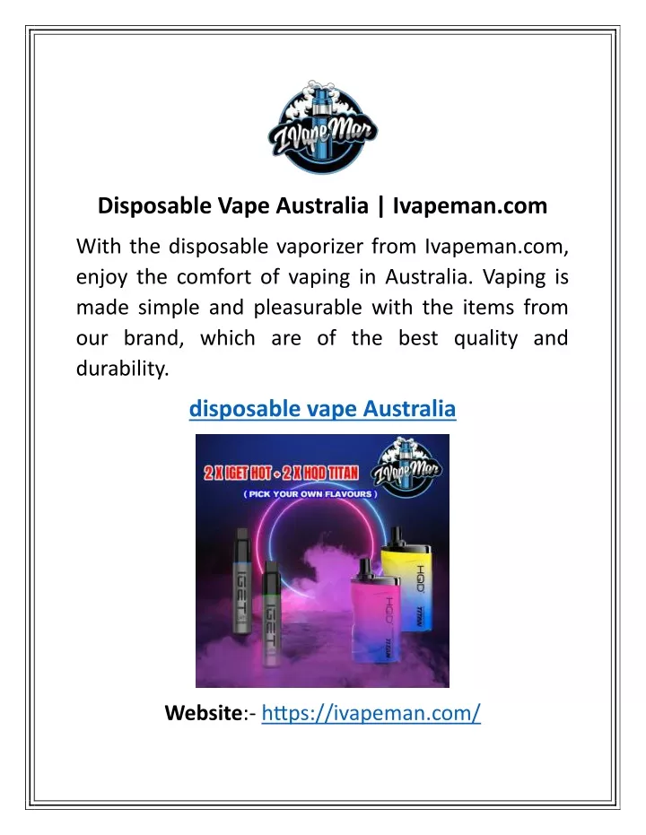 PPT Disposable Vape Australia Ivapeman PowerPoint