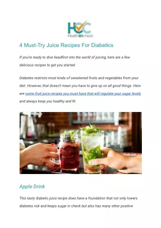 4 Must-Try Juice Recipes For Diabetics