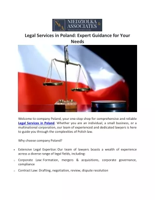 Legal Services in Poland: Expert Guidance for Your Needs