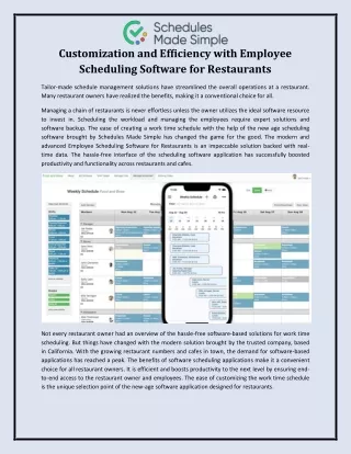 Customization and Efficiency with Employee Scheduling Software for Restaurants