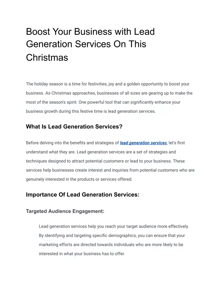 boost your business with lead generation services