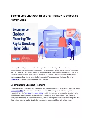 E commerce Checkout Financing The Key to Unlocking Higher Sales