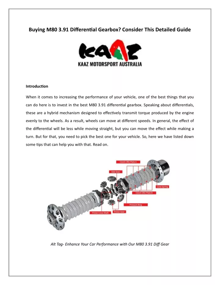 buying m80 3 91 differential gearbox consider