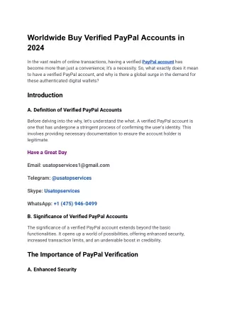 Worldwide Buy Verified PayPal Accounts in 2024