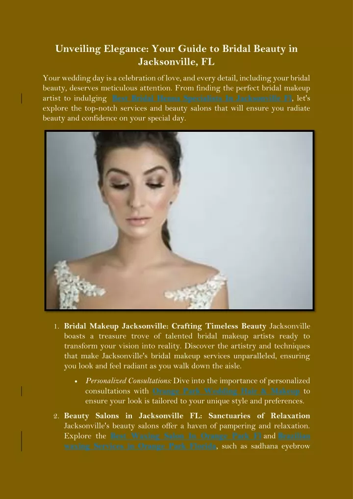 PPT - Unveiling Elegance Your Guide to Bridal Beauty in Jacksonville 