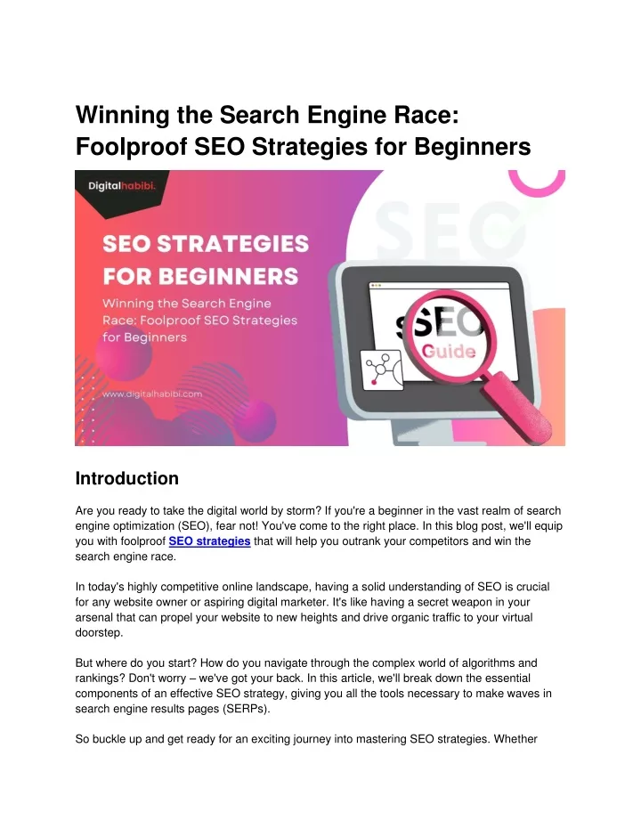 winning the search engine race foolproof