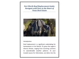 Fort Worth Roof Replacement Guide Navigate with Ease in the Heart of Texas Real Estate