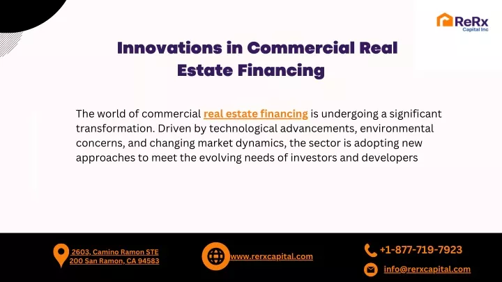 innovations in commercial real estate financing