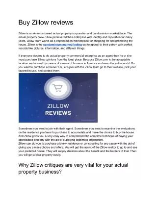 Buy Zillow reviews