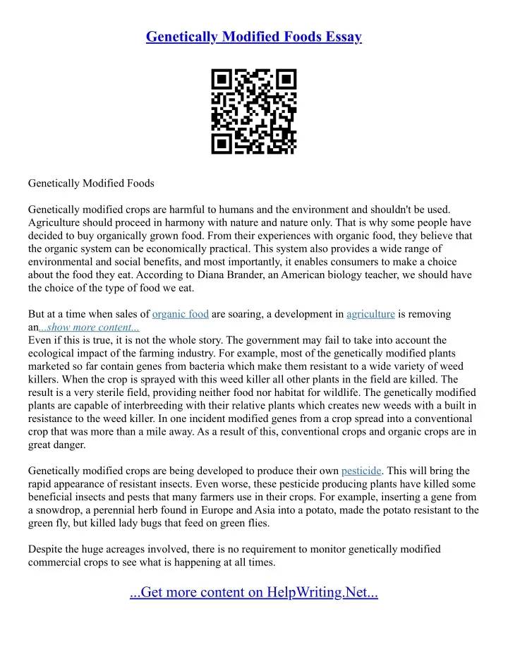 genetically modified food essay conclusion