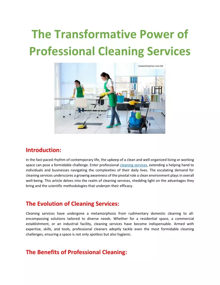 the transformative power of professional cleaning