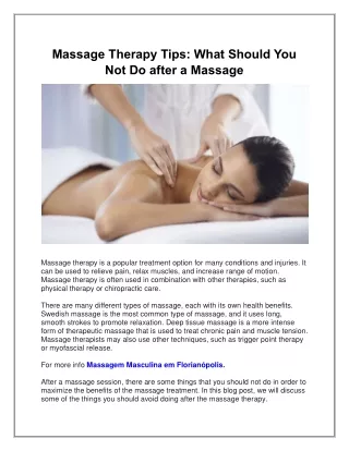 massage therapy tips what should you not do after