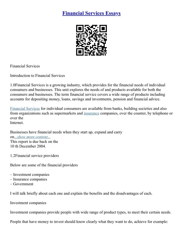 Financial Essay Topics