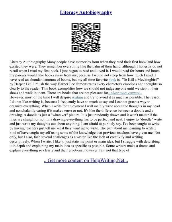 Literacy Autobiography Essay