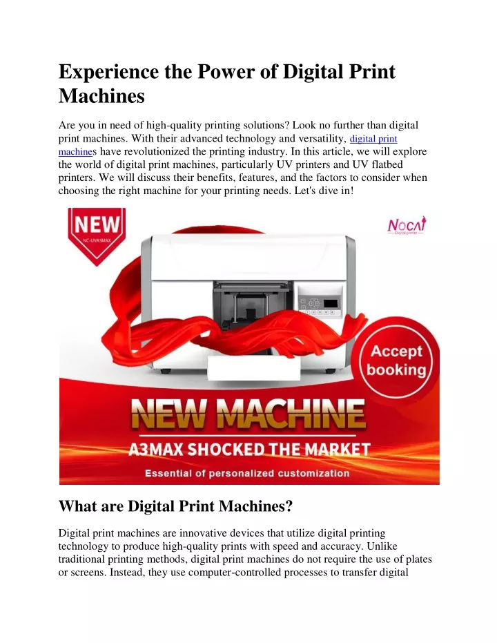 experience the power of digital print machines