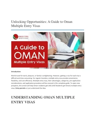 Unlocking Opportunities A Guide to Oman Multiple Entry Visas