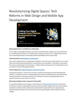 Tech Reforms in Web Design and Mobile App Development