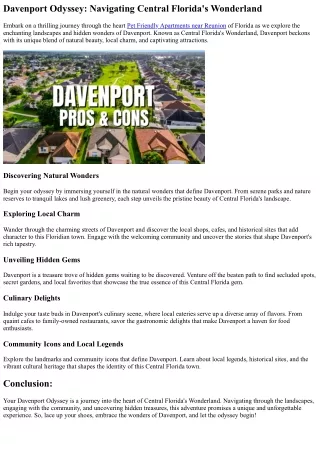 davenport odyssey navigating central florida