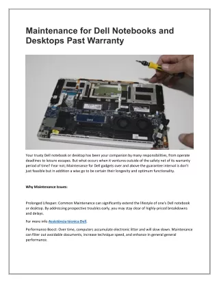 Maintenance for Dell Notebooks and Desktops Past Warranty