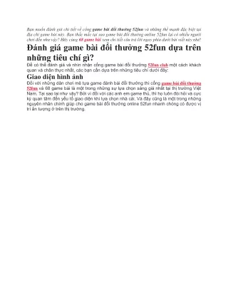 52Fun - Game doi thuong uy tin - Tiem luc tai chinh tot