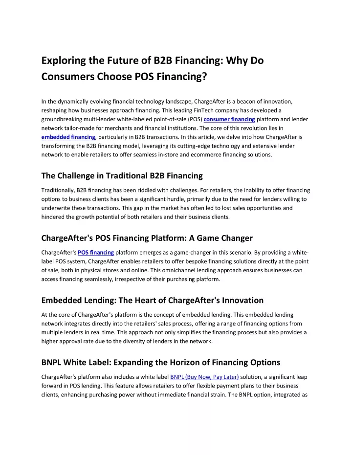 exploring the future of b2b financing