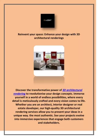 Reinvent your space - Enhance your design with 3D architectural renderings