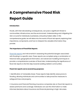 A Comprehensive Flood Risk Report Guide