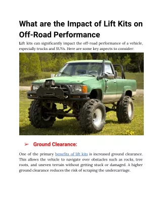 What are the Impact of Lift Kits on Off-Road Performance