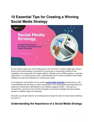 10 Essential Tips for Creating a Winning Social Media Strategy