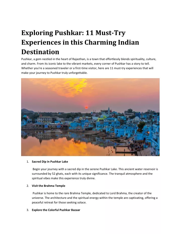 exploring pushkar 11 must try experiences in this