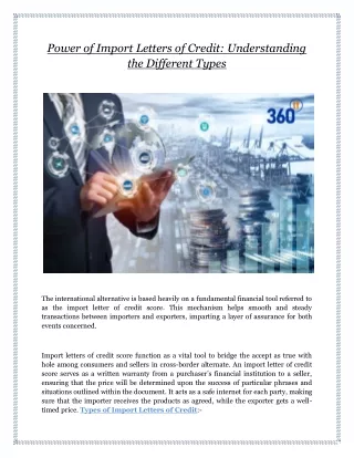 Power of Import Letters of Credit: Understanding the Different Types