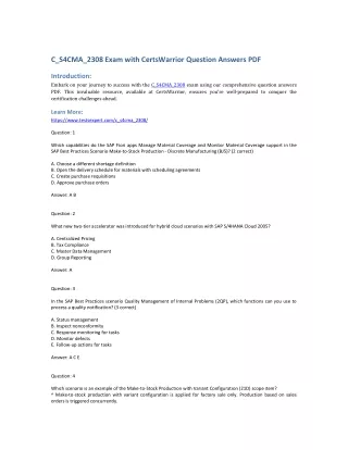 Free Access C_S4CMA_2308 Exam Practice Test Questions Answers Download PDF Dump
