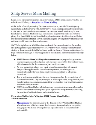 smtp server mass mailing