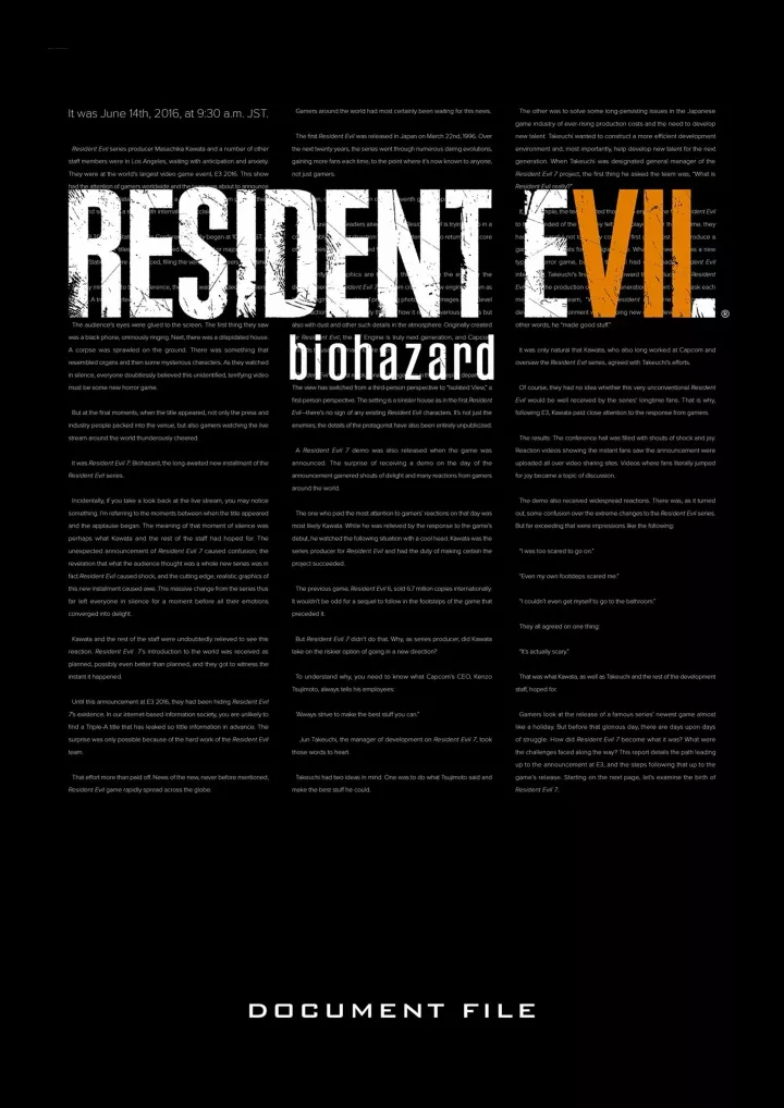 resident evil 7 biohazard document file