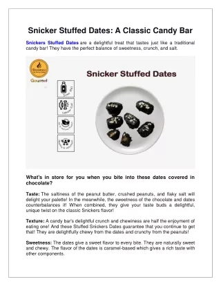 Snicker Stuffed Dates A Classic Candy Bar