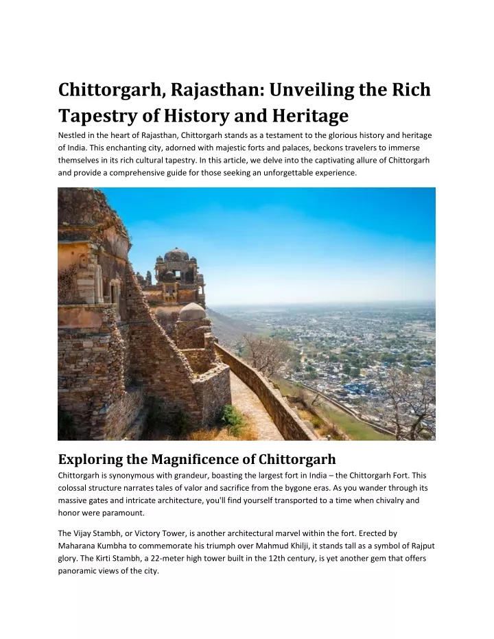 chittorgarh rajasthan unveiling the rich tapestry