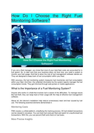 how do i choose the right fuel monitoring software