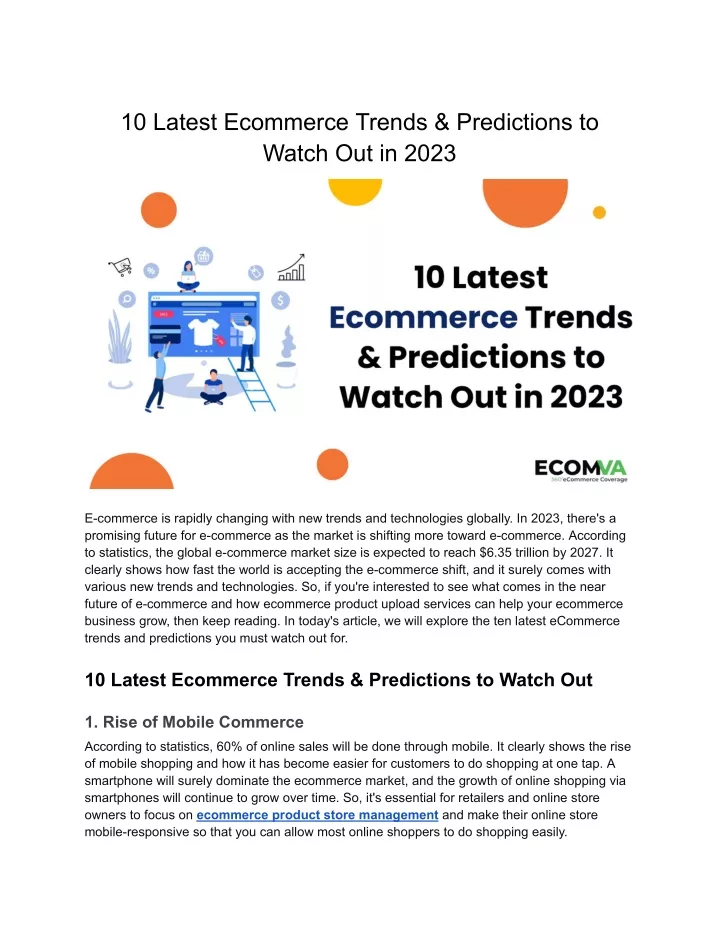 10 latest ecommerce trends predictions to watch