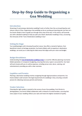 step by step guide to organizing a goa wedding