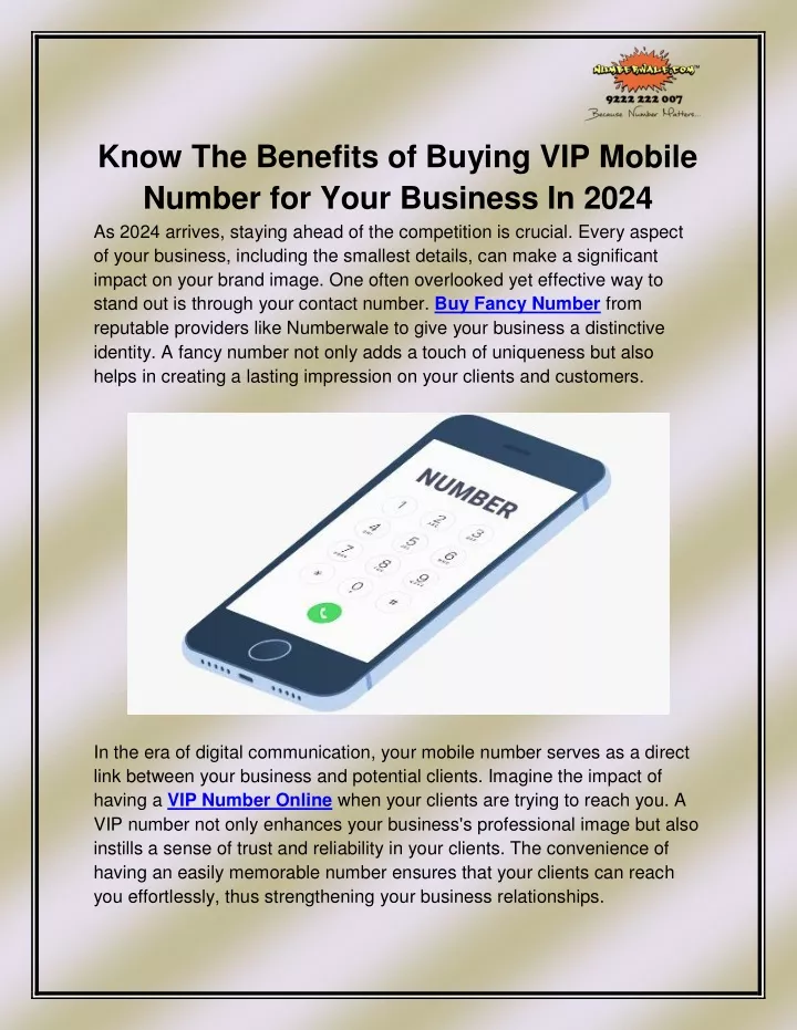 know the benefits of buying vip mobile number