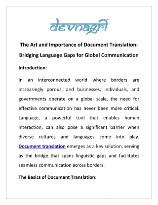 the art and importance of document translation