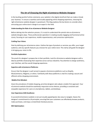 the art of choosing the right ecommerce website