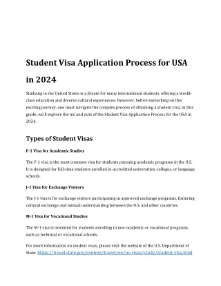 Student Visa Application Process for USA in 2024