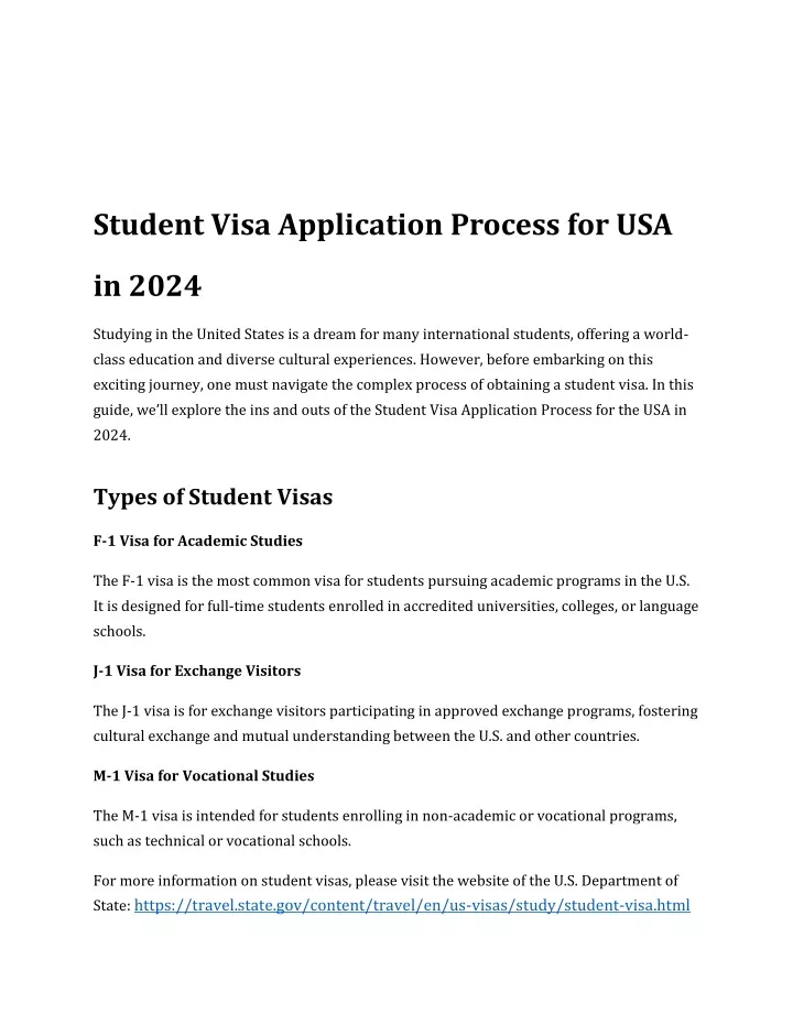 student visa application process for usa