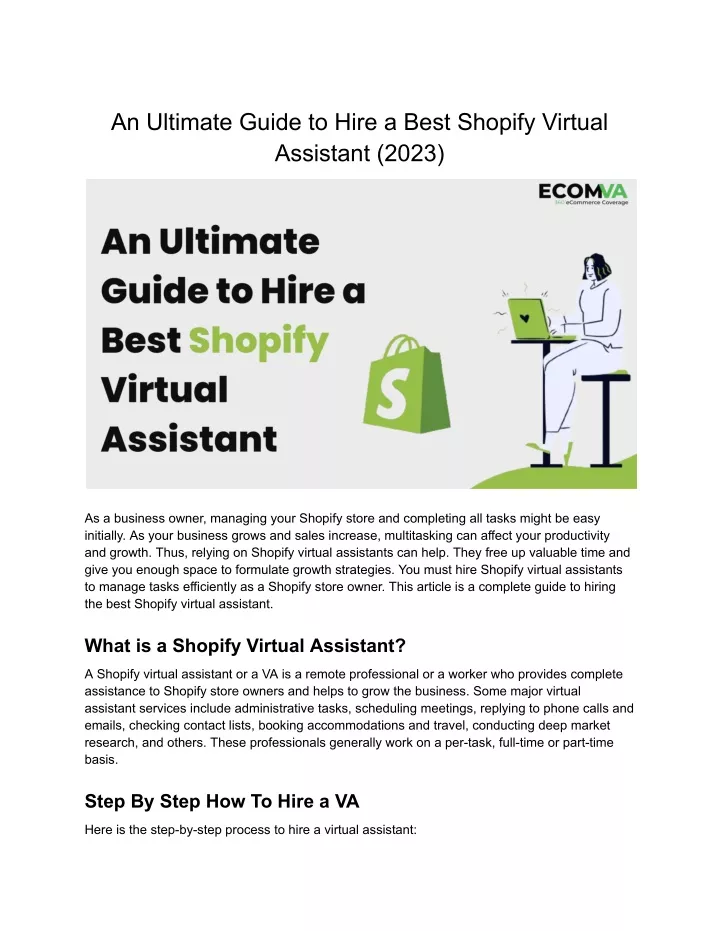 an ultimate guide to hire a best shopify virtual