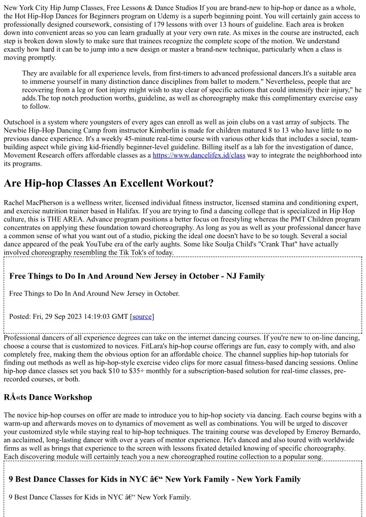 new york city hip jump classes free lessons dance