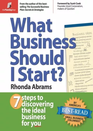 book❤️[READ]✔️ What Business Should I Start?: 7 Steps to Discovering the Ideal Business for You