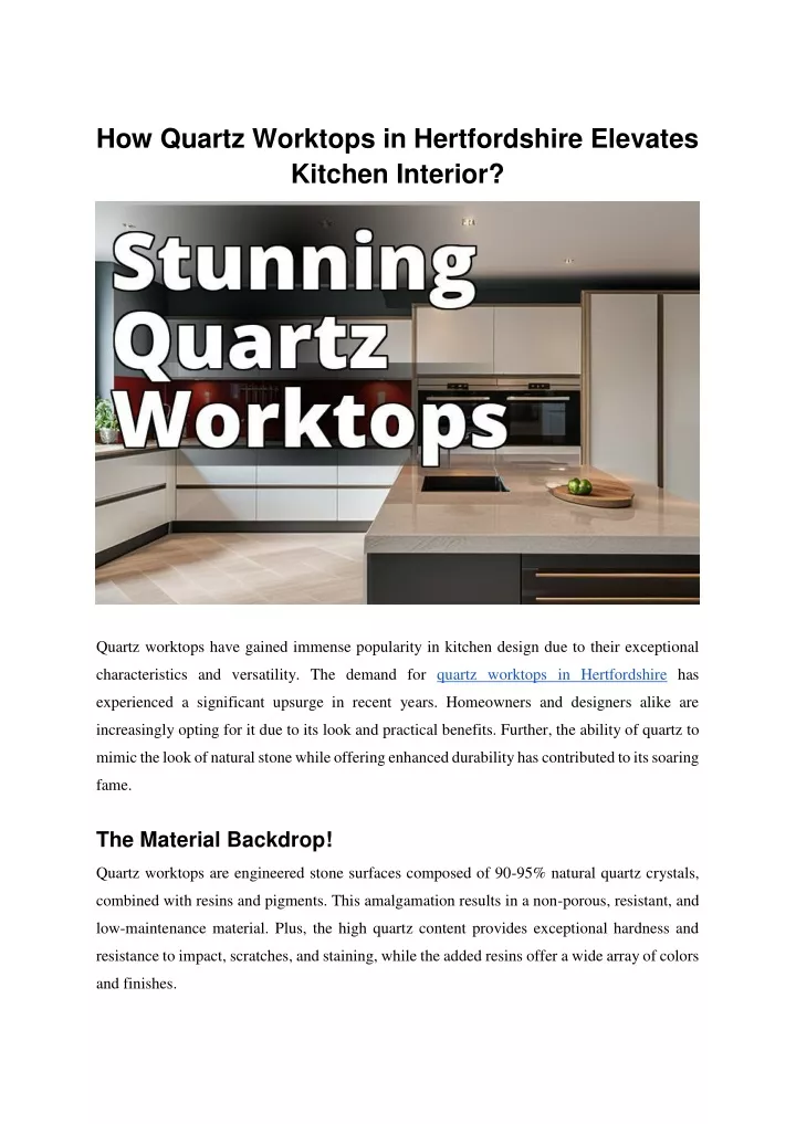 how quartz worktops in hertfordshire elevates