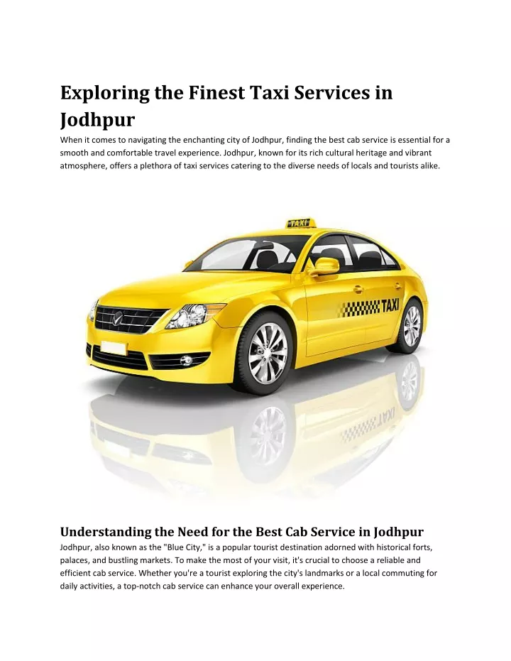 exploring the finest taxi services in jodhpur